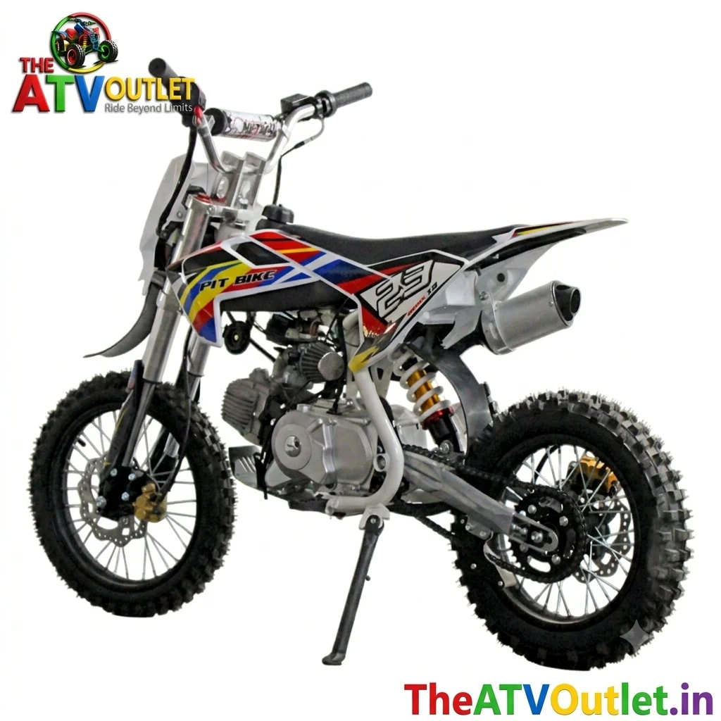 125cc Pit Bike Best Premium Automatic Transmission Self Start Off Road Bike 4 125cc Pit Bike Automatic Transmission Self Start Front and Rear Disc Brakes Off Road Motorcycle TheATVOutlet.in