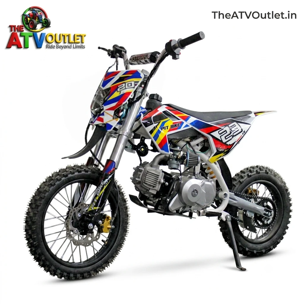 125cc Pit Bike Best Premium Automatic Transmission Self Start Off Road Bike 6 125cc Pit Bike Automatic Transmission Self Start Front and Rear Disc Brakes Off Road Motorcycle TheATVOutlet.in