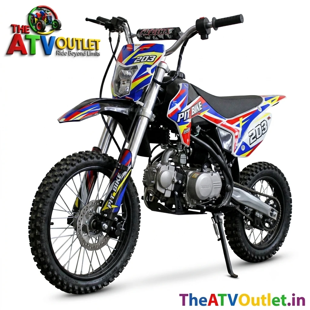 125cc Pit Bike Best Premium Automatic Transmission Self Start Off Road Bike 2 125cc Pit Bike Automatic Transmission Self Start Front and Rear Disc Brakes Off Road Motorcycle TheATVOutlet.in