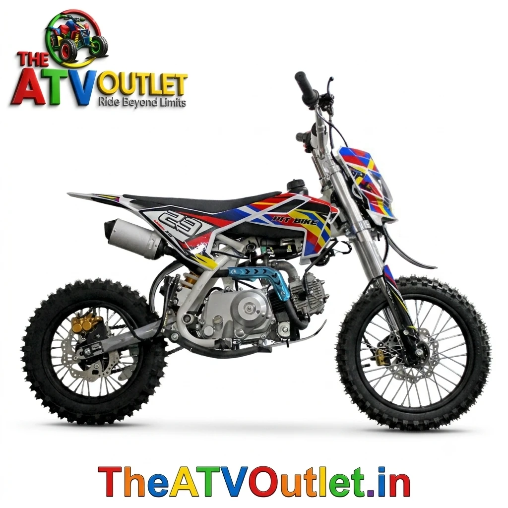 125cc Pit Bike Best Premium Automatic Transmission Self Start Off Road Bike 3 125cc Pit Bike Automatic Transmission Self Start Front and Rear Disc Brakes Off Road Motorcycle TheATVOutlet.in