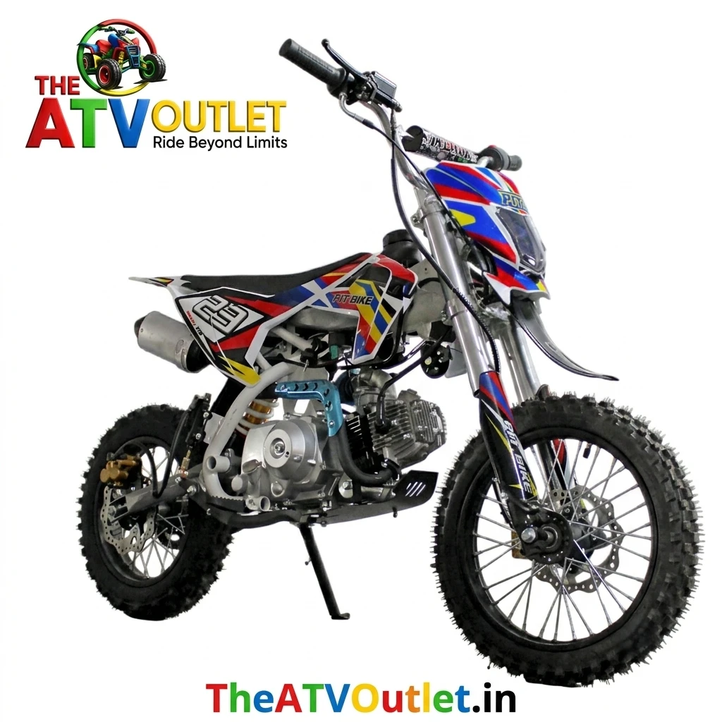 125cc Pit Bike Best Premium Automatic Transmission Self Start Off Road Bike 1 125cc Pit Bike Automatic Transmission Self Start Front and Rear Disc Brakes Off Road Motorcycle TheATVOutlet.in