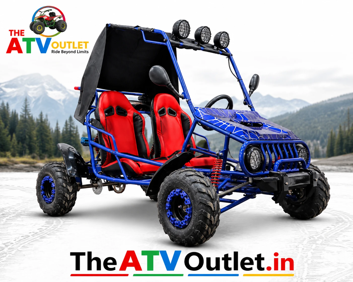 135cc Mini UTV | 4 Stroke Petrol Utility Terrain Vehicle India 1 Blue 135cc Mini UTV with Manual Transmission and Reverse Gear | TheATVOutlet.in