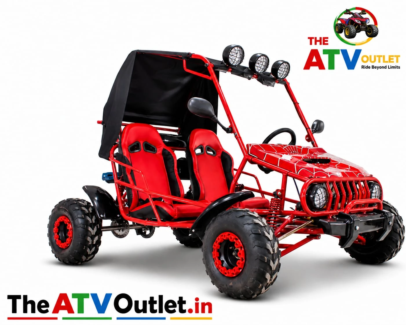 135cc Mini UTV | 4 Stroke Petrol Utility Terrain Vehicle India 3 135cc Mini UTV Red with 4 Stroke Petrol Engine, Manual Transmission and Key Start | TheATVOutlet.in