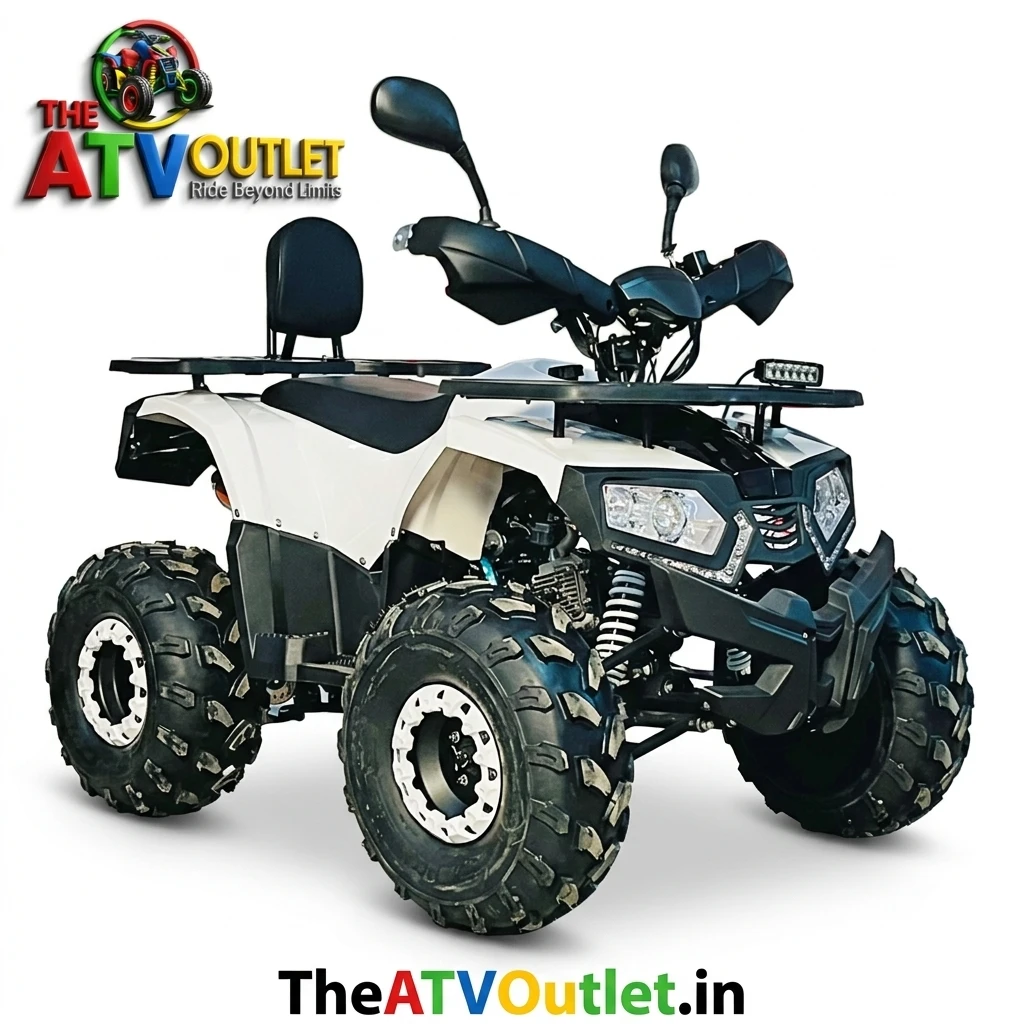 135cc Venom ATV Bike 4 Stroke Petrol Engine Automatic 1 Forward 1 Reverse Self Start Remote Start | TheATVOutlet.in 5 135cc Venom ATV Bike White 4 Stroke Petrol Engine Automatic Transmission Off Road Quad Bike India TheATVOutlet.in