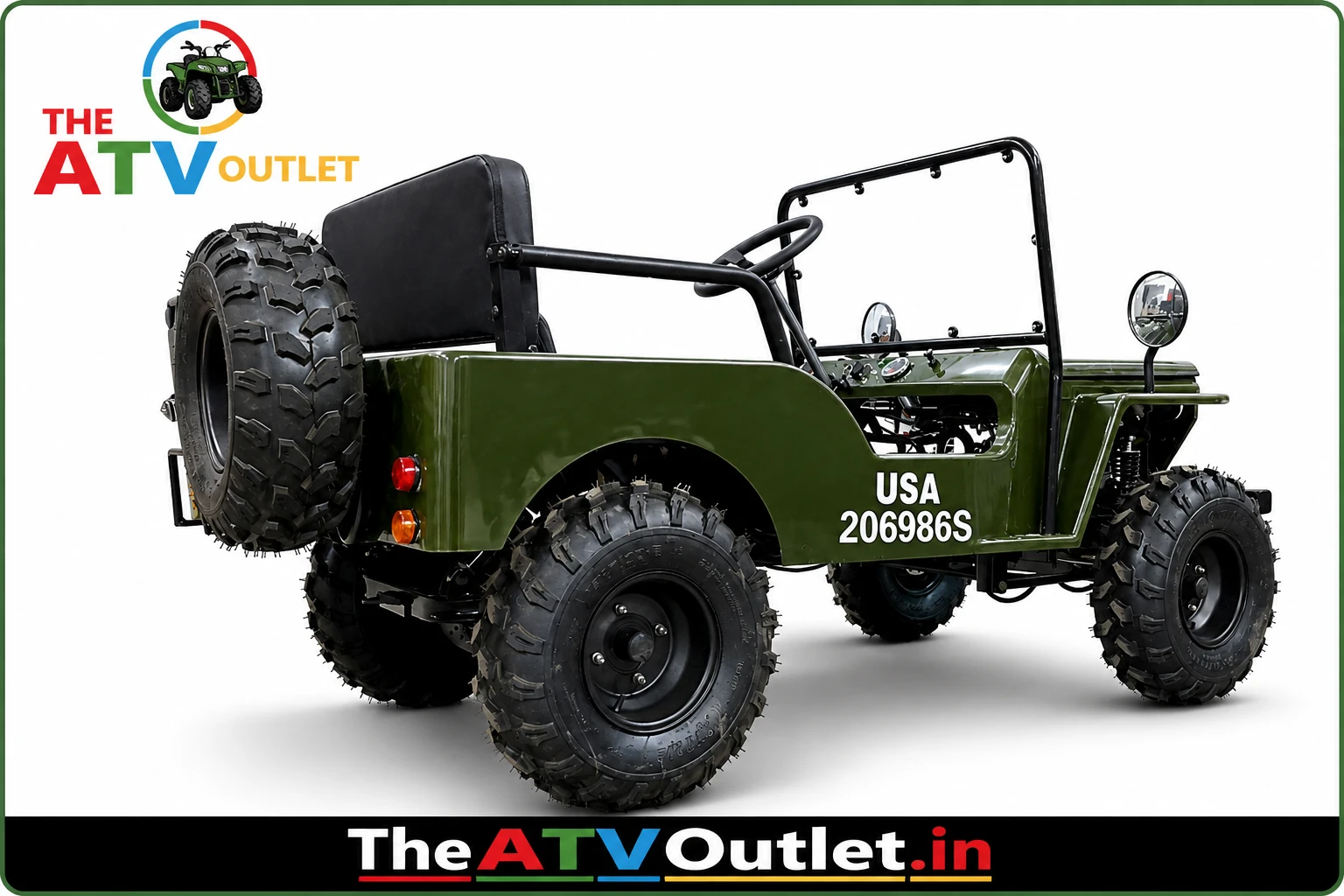 150cc Mini Jeep | 4 Stroke Petrol Off Road Mini Jeep India 6 150cc Mini Jeep with 4 Stroke Petrol Engine, Manual Transmission, Key Start and Off-Road Tyres | TheATVOutlet.in