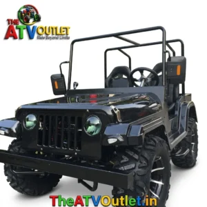 200cc Mini Jeep for Adults Black 4 Stroke Petrol Engine Automatic Transmission Key Start Off Road Mini Jeep TheATVOutlet.in