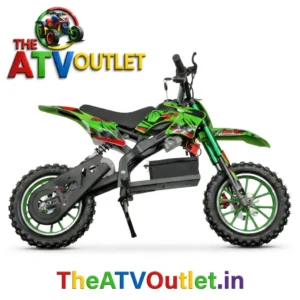 24V Battery Dirt Bike for Kids Green 350W Electric Motor Dual 12V 12Ah Battery All Disc Brakes TheATVOutlet.in