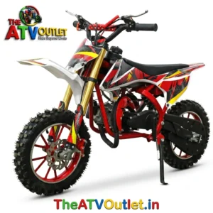 50cc Dirt Plus Bike for Kids Red Colored Chassis 2 Stroke Petrol Engine Automatic Self Start TheATVOutlet.in