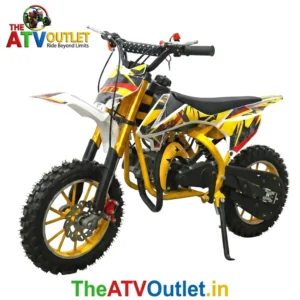 50cc Dirt Plus Bike for Kids Yellow Colored Chassis 2 Stroke Petrol Engine Automatic Self Start TheATVOutlet.in