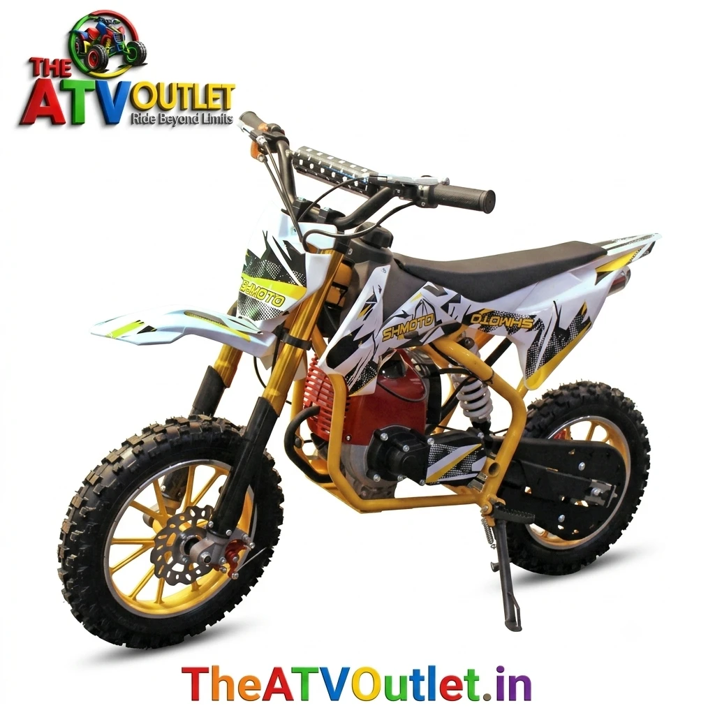 50cc Dirt Pro Bike for Kids Best Premium 4 Stroke Petrol Engine Automatic Pull Start 2 50cc Dirt Pro Bike for Kids Yellow 4 Stroke Petrol Engine Automatic Transmission Pull Start Off Road Dirt Bike TheATVOutlet.in