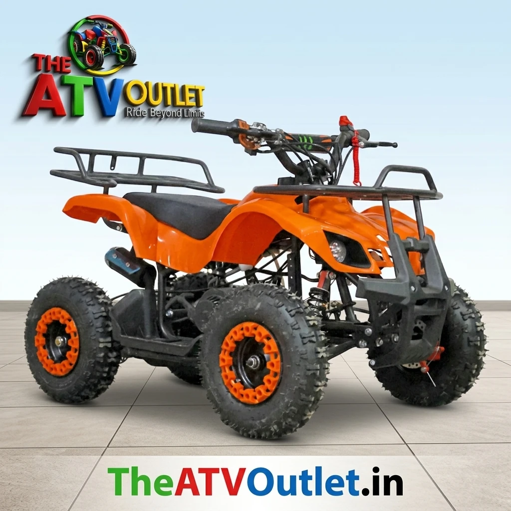 50cc Mini ATV Bike 2 Stroke Petrol Engine Neo Self Start Pull Start TheATVOutlet.in 5 50cc Mini ATV Bike Neo Orange 2 Stroke Petrol Engine Self Start Pull Start Front and Rear Disc Brakes