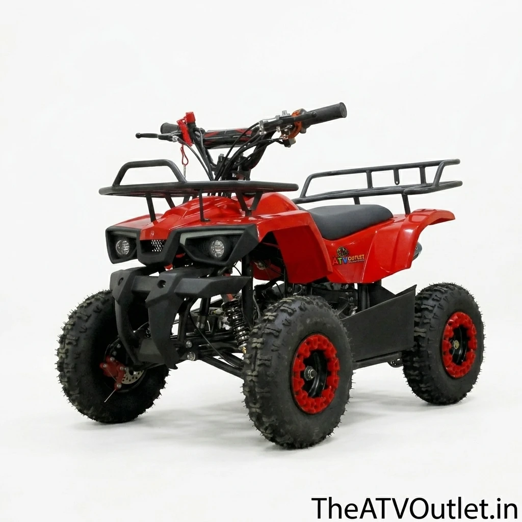 50cc Mini Dirt Bike 2 Stroke Petrol Engine Neoplus Self Start Pull Start TheATVOutlet.in 4 50cc Mini ATV Bike 2 Stroke Petrol Engine Neoplus Red Self Start Pull Start Front Rear Disc Brakes