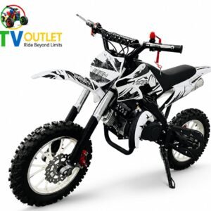 50cc Mini Dirt Bike White Colour with 2 Stroke Petrol Engine - The ATV Outlet