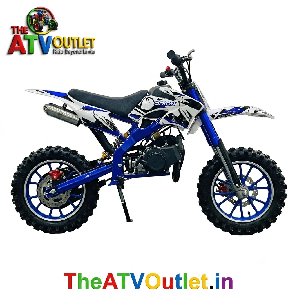 50cc Super Dirt Bike for Kids 2 Stroke Petrol Engine Automatic Self Start TheATVOutlet.in 3 50cc Super Dirt Bike for Kids Blue 2 Stroke Petrol Engine Automatic Self Start Off Road Dirt Bike TheATVOutlet.in