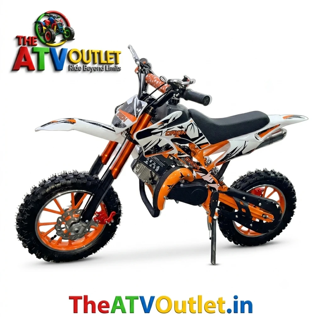 50cc Super Dirt Bike for Kids 2 Stroke Petrol Engine Automatic Self Start TheATVOutlet.in 4 50cc Super Dirt Bike for Kids Orange 2 Stroke Petrol Engine Automatic Self Start Off Road Dirt Bike TheATVOutlet.in