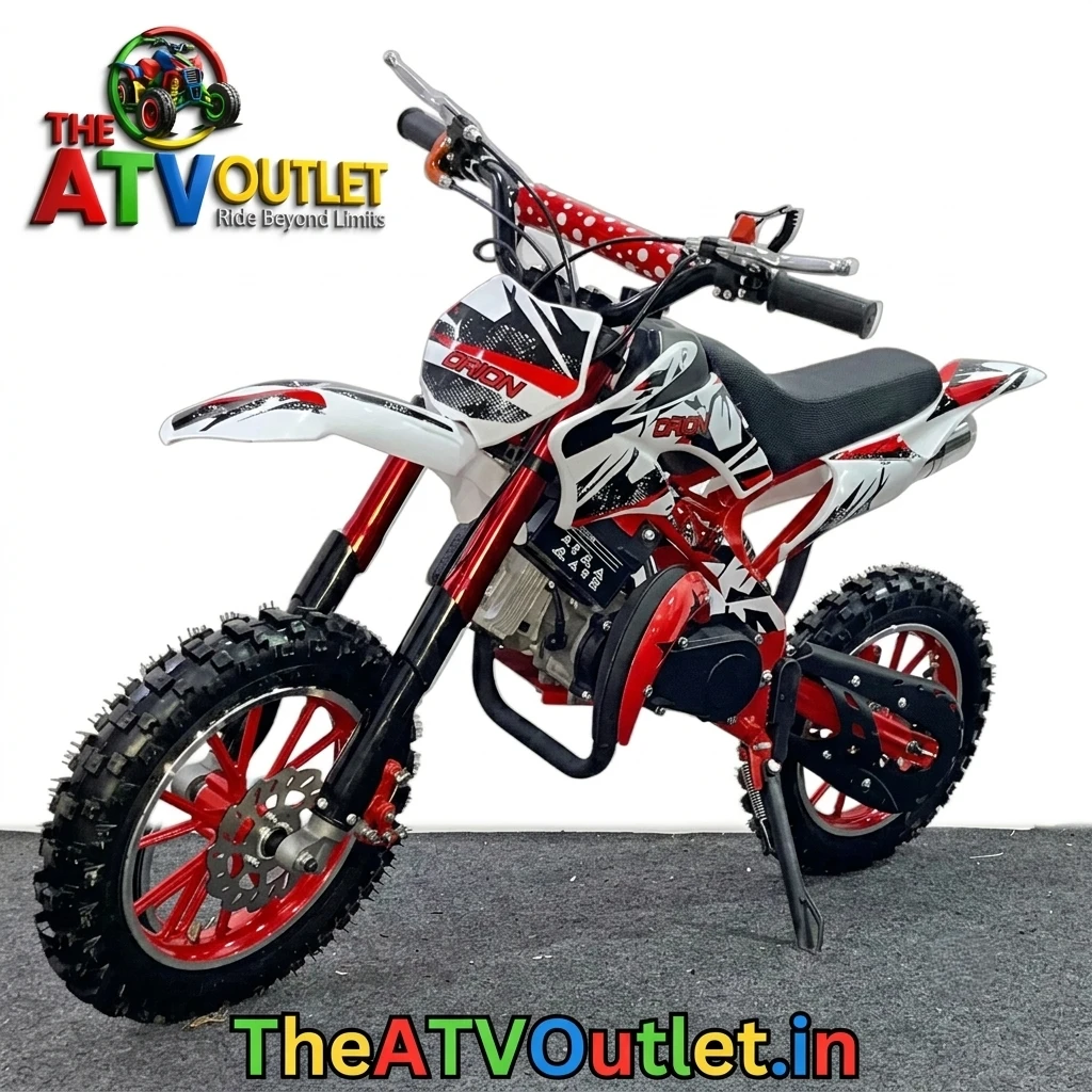 50cc Super Dirt Bike for Kids 2 Stroke Petrol Engine Automatic Self Start TheATVOutlet.in 5 50cc Super Dirt Bike for Kids Red 2 Stroke Petrol Engine Automatic Self Start Off Road Dirt Bike TheATVOutlet.in