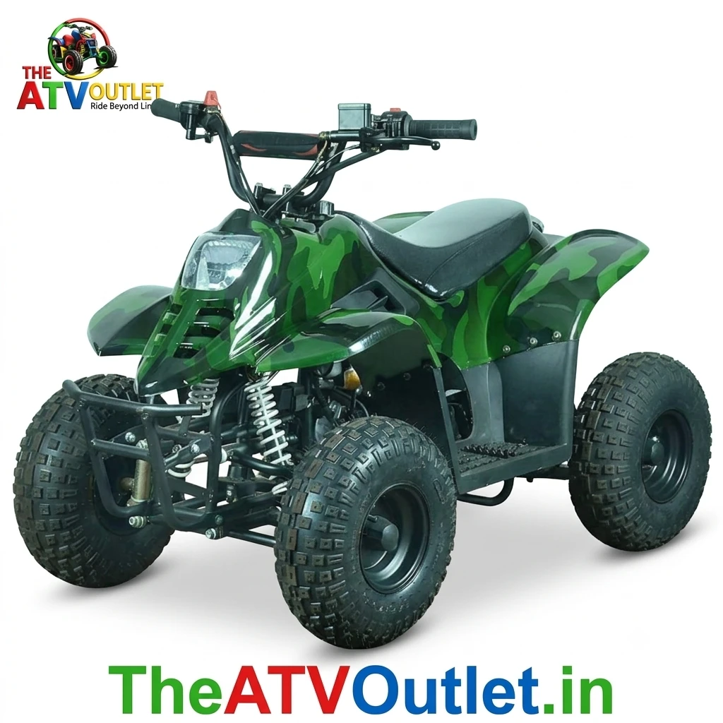 80cc Junior Kids ATV Bike 4 Stroke Petrol Engine Automatic 5 Colour Options TheATVOutlet.in 1 80cc Junior Kids ATV Bike 4 Stroke Petrol Engine Automatic Camouflage Green Quad Bike TheATVOutlet.in